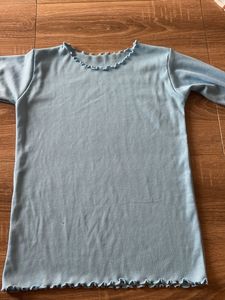 Baby Blue Lettuce Trim Top