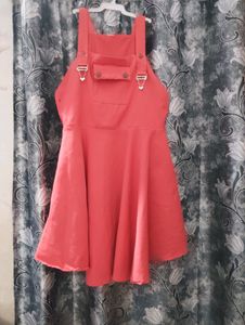 Coral Pinafore Dress &amp; Striped Tee Set