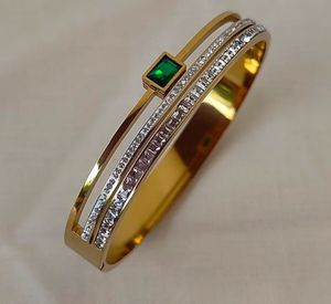 Anti-tarnish Emerald Bangle Bracelet