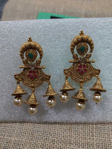 Antique Gold Finish Jhumka Earrings
