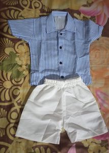 4-5 yrs blue striped shirt &amp; shorts