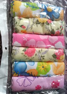 Floral Patterned Washcloths(Handkerchief)- 6 Pack