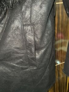 Black Faux Fur Collar Coat