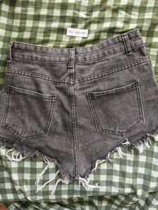 Distressed Grey Denim Shorts