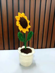 Handmade Crocheted Sunflower Pot