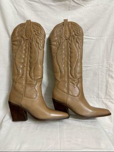 Tan Leather Western Cowboy Boots