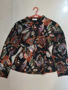 Unique Abstract Print Long Sleeve Top