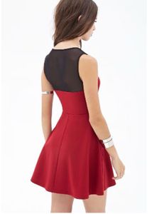 Forever 21  Red Mesh Top Skater Dress