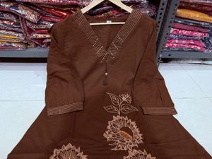 Elegant Brown Kurta Set with Dupatta