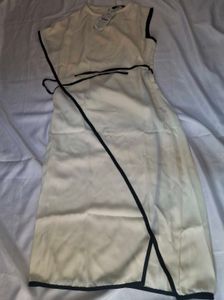 Shein Cream Dress with Black Piping Detail