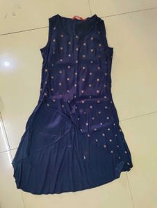 Elegant Navy Blue Kurta with Gold Print