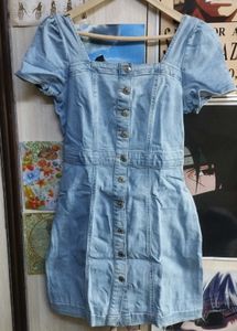 Light Wash Denim Button-Up Dress