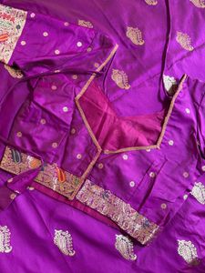 Pure Magenta Banarasi Saree with Blouse