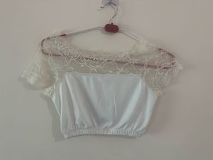 Lace Trim White Cropped Top