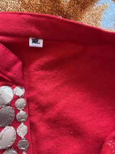Red Embroidered Kurta