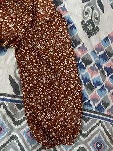 Terracotta Floral Crop Top with Bow