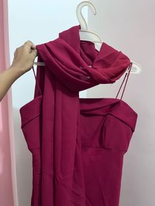 Imported Strappy Gown with Scarf cover up✨