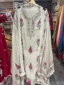 Elegant Cream Printed Kurta Set with Dupatta