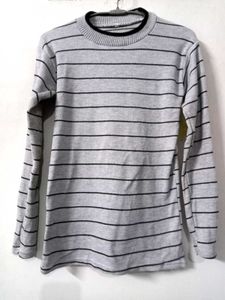 Gray Striped Long Sleeve Winter Top