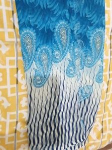 Blue &amp; White Printed Saree