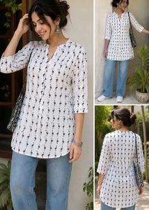 Chic Flamingo Print Kurta Tunic