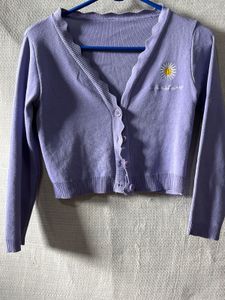 Cute Purple Cropped Cardigan