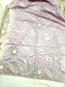 Elegant Lavender Saree with Blouse