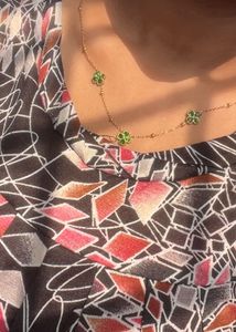 Green Clover Necklace &amp; Earrings Set