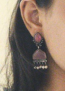 Elegant Purple Stone Earrings with Pearls