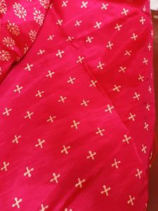 Vibrant Pink Floral Print saree