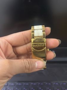 Gold &amp; White Chronograph Watch