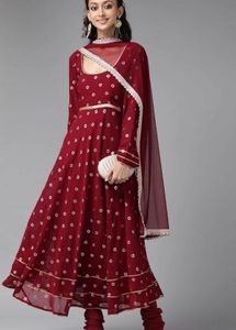 Maroon Anarkali Kurta Set