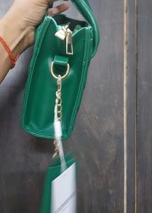 Quilted Green Handbag with a extra sling and pouch