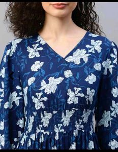 Stylish Blue Floral Print Maxi Dress