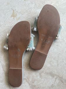 Beaded Fringe Shell Slides