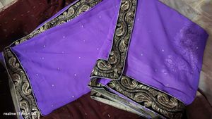 Beautiful Purple Embellished Saree