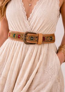 Embroidered Leather Belt with Mirror Work