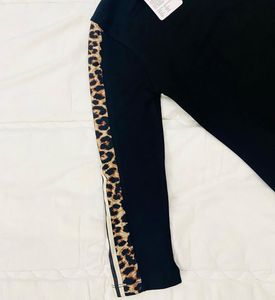 Black Bodysuit with Leopard Print Sleeves