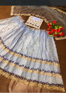 Stunning Blue Embroidered Lehenga Choli