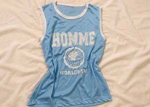 Vintage Street style Blue Graphic Tank Top