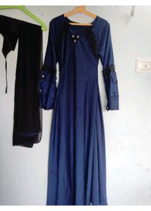 Elegant Navy Blue abaya full set🥰🎁free gift