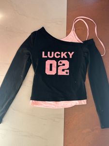 Cute "Lucky" Graphic Top