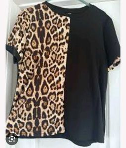 Shein Leopard Print Contrast T-Shirt