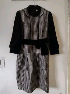Vintage Houndstooth & Velvet Dress
