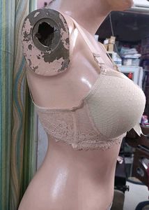 Beige Lace Trim Padded Bra