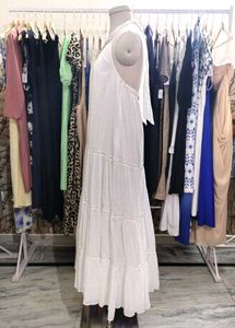 White Tiered Halter Maxi Dress