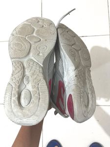 Grey and Pink Athletic Sneakers