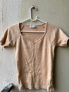 Set of 2 pinteresty Beige and white ribbed T-Shirt