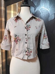 Floral Cropped Button-Up Shirt
