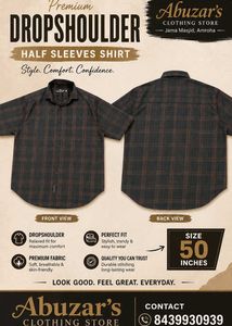 50 Inches Men's Downshoulder Half Sleeves Shirt